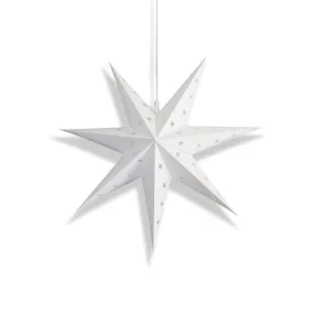 14" White 7-Point Weatherproof Star Lantern Lamp, Hanging Decoration