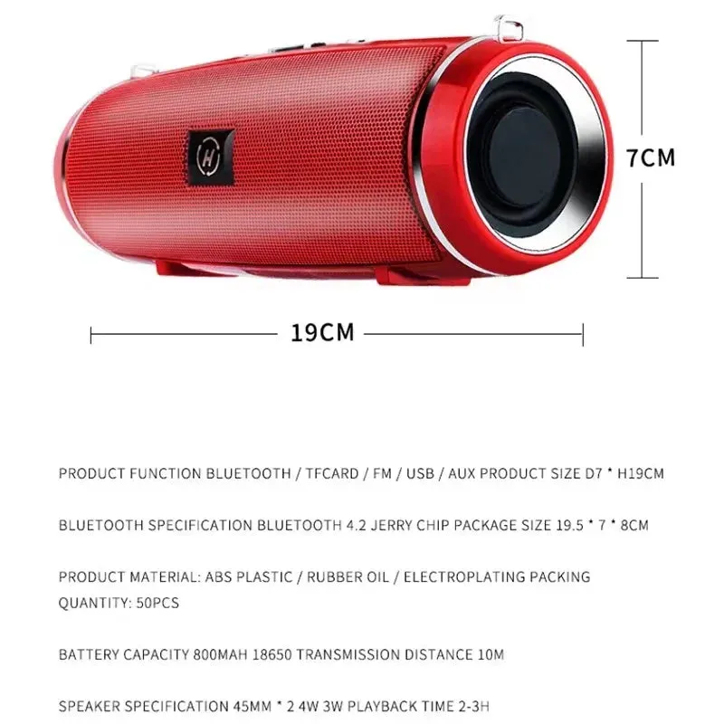 200W Portable Bluetooth Speaker - IPX7 Waterproof Outdoor HiFi Pillar Subwoofer with FM Radio & TF Card Boom Box