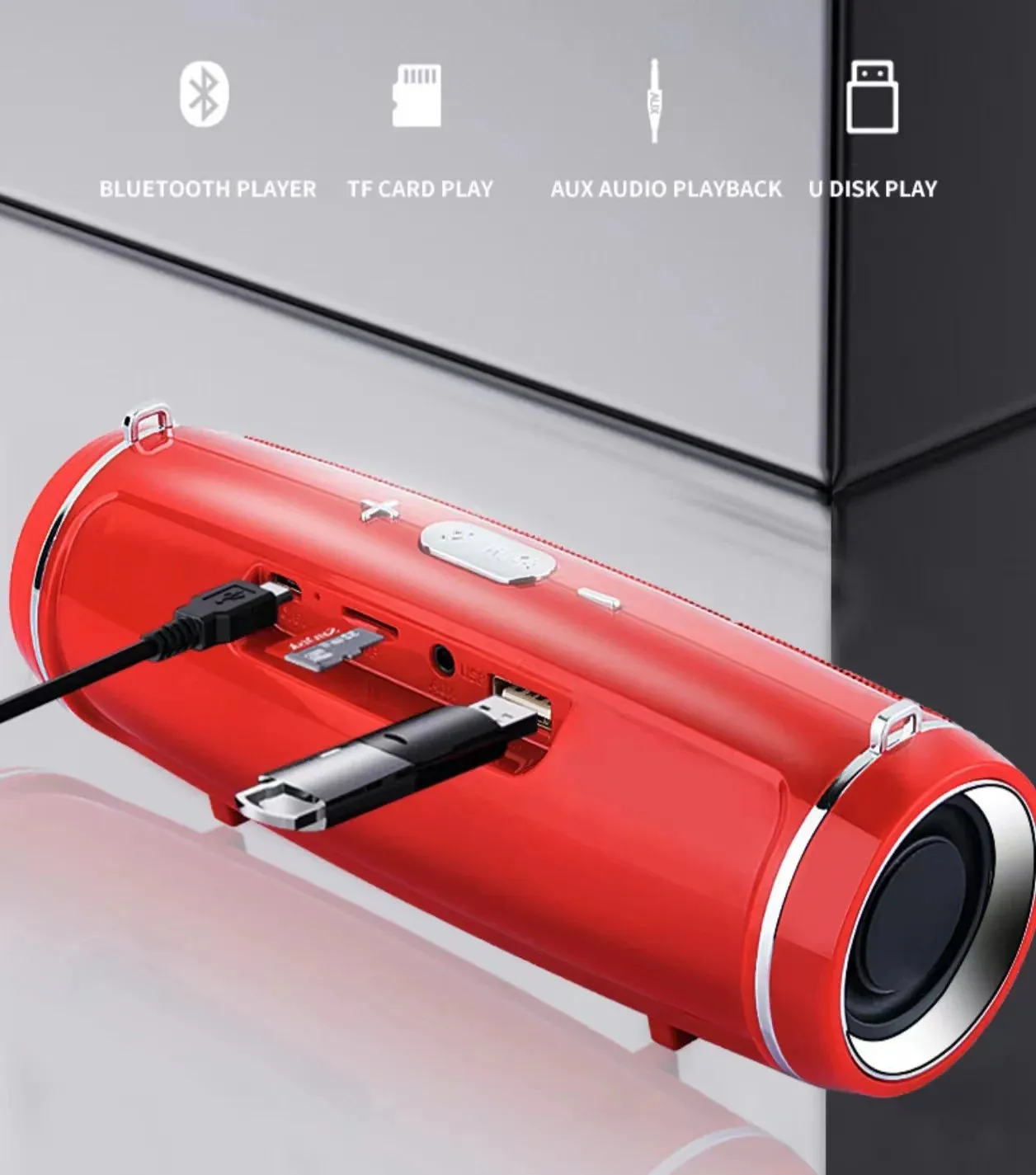 200W Portable Bluetooth Speaker - IPX7 Waterproof Outdoor HiFi Pillar Subwoofer with FM Radio & TF Card Boom Box