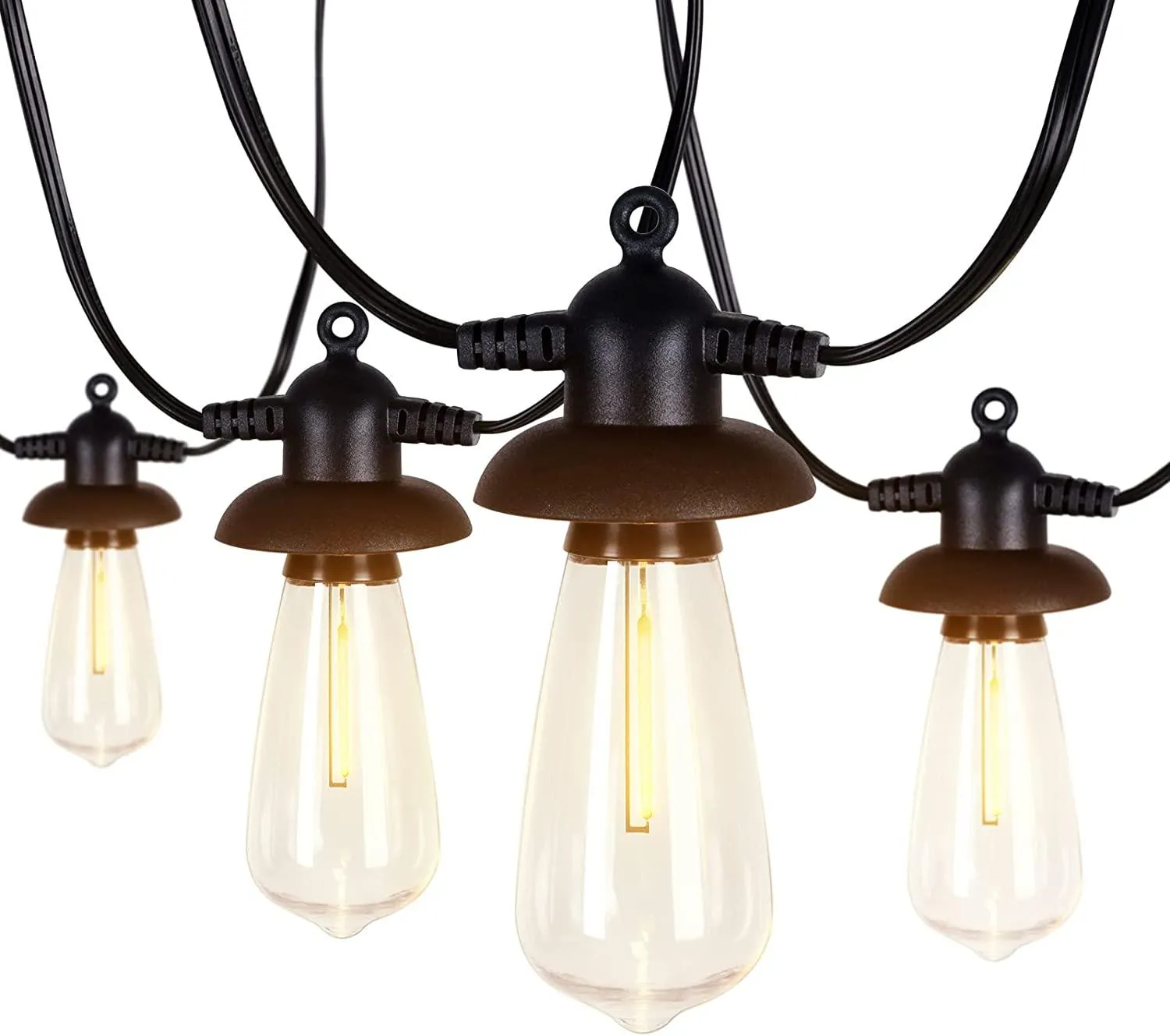2pcs LED Outdoor String Lights 48FT Dimmable Edison Bulb for Weddings, Holidays