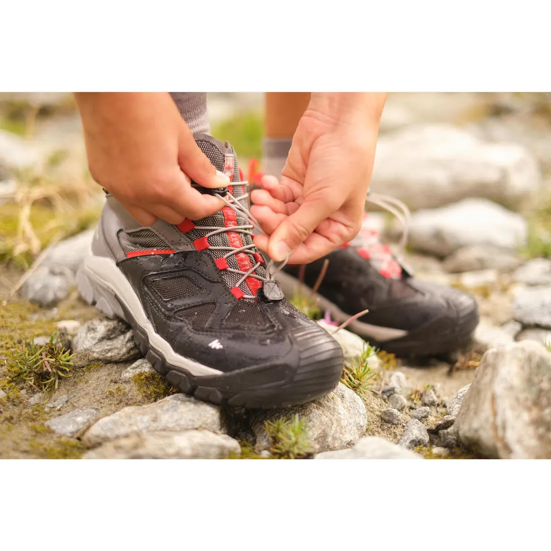 Children's waterproof lace-up hiking shoes CROSSROCK MID 3-5 - Grey