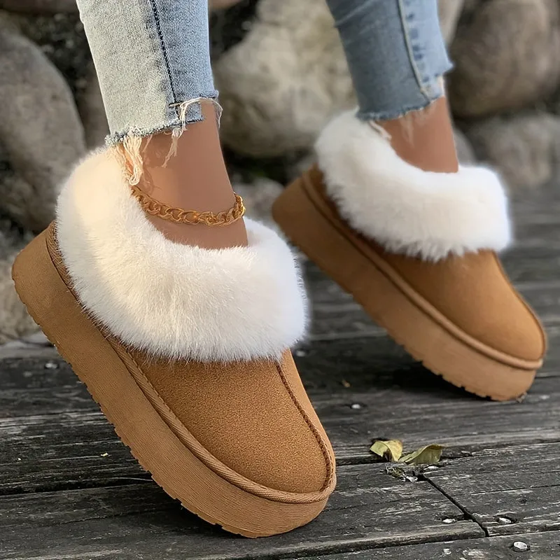 Fall Aesthetic Thermal Plush Lined Furry Snow Boots RG6710