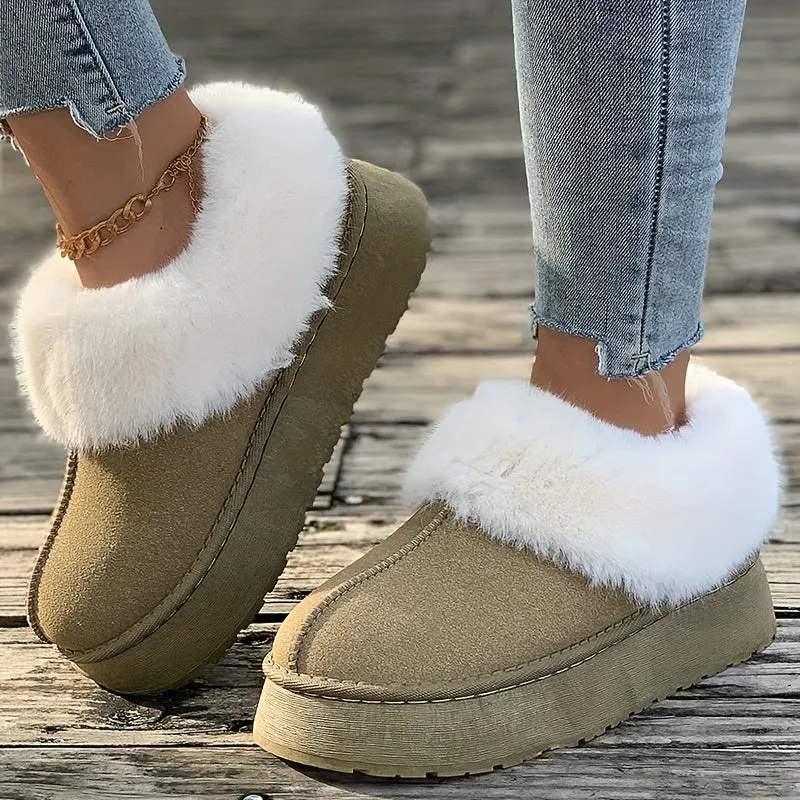 Fall Aesthetic Thermal Plush Lined Furry Snow Boots RG6710