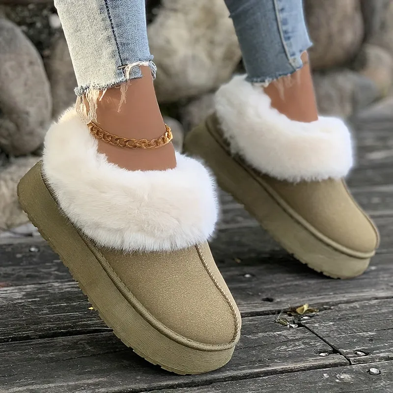 Fall Aesthetic Thermal Plush Lined Furry Snow Boots RG6710