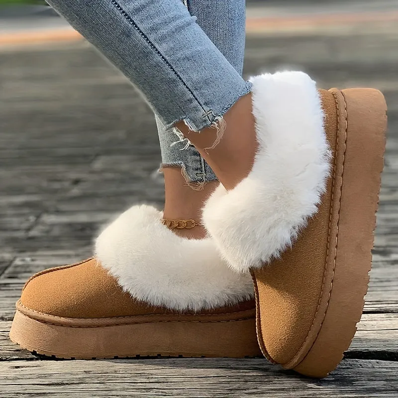 Fall Aesthetic Thermal Plush Lined Furry Snow Boots RG6710