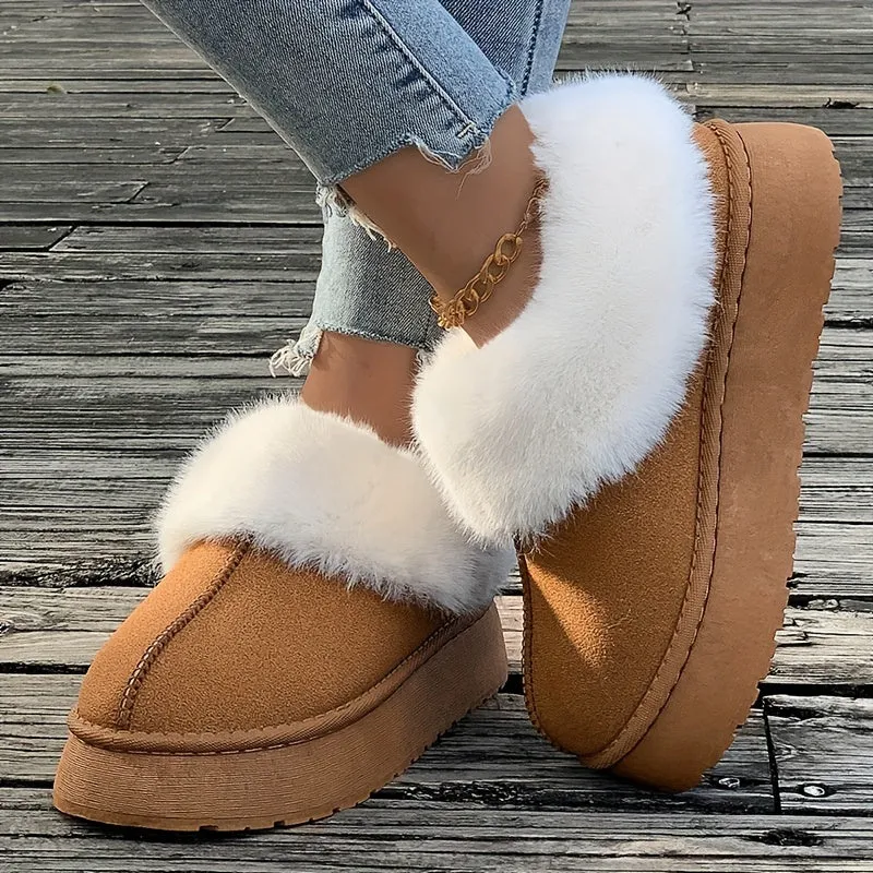 Fall Aesthetic Thermal Plush Lined Furry Snow Boots RG6710