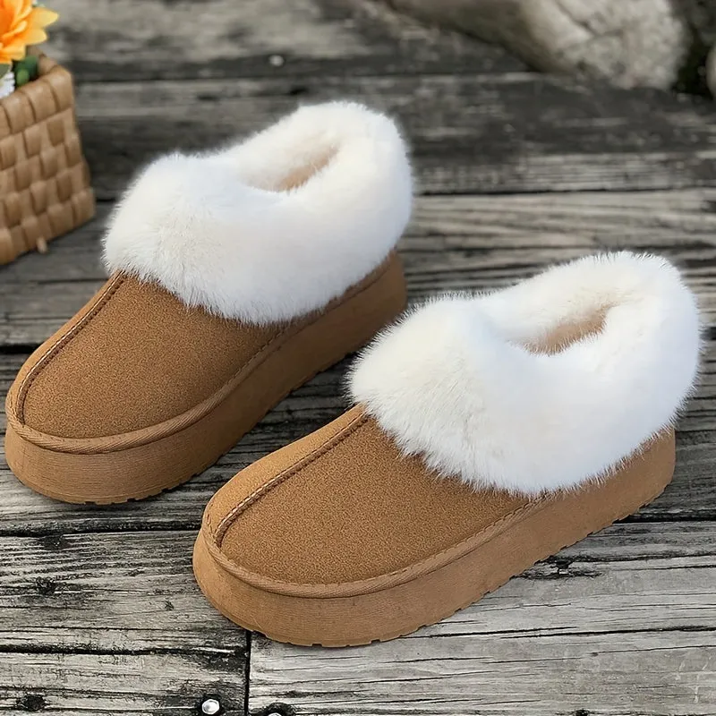 Fall Aesthetic Thermal Plush Lined Furry Snow Boots RG6710