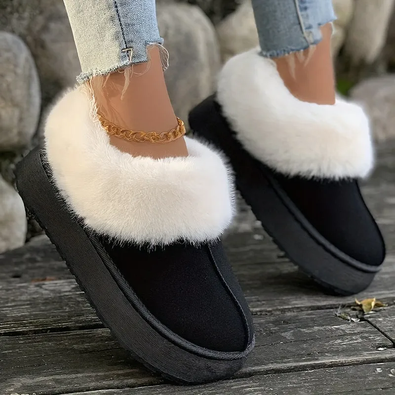 Fall Aesthetic Thermal Plush Lined Furry Snow Boots RG6710