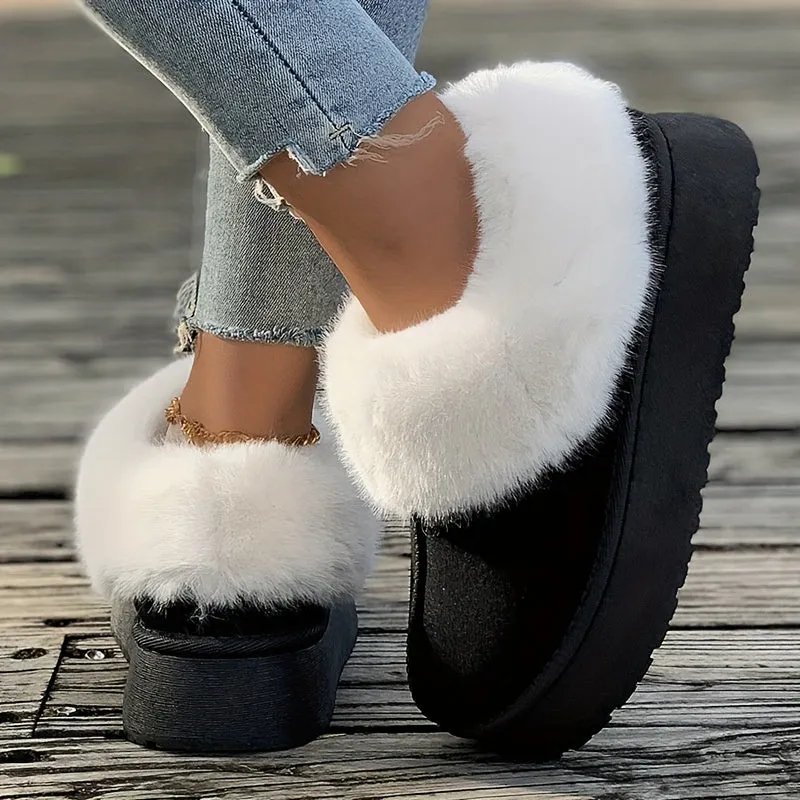 Fall Aesthetic Thermal Plush Lined Furry Snow Boots RG6710
