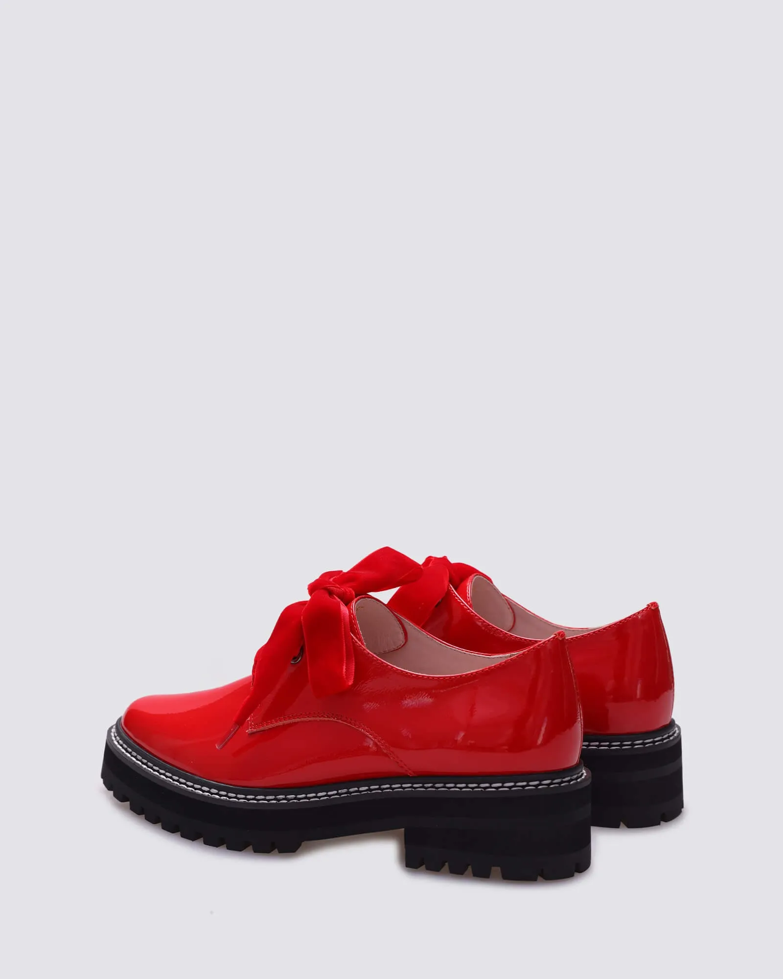 HONEY LACE UP FLATS RED PATENT LEATHER