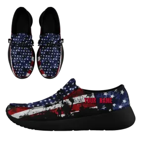 Personalized  America Flag Sneakers, Custom Patriotic Loafer Shoes,  Canvas Slip On Shoes,
FN018-24020303-7b