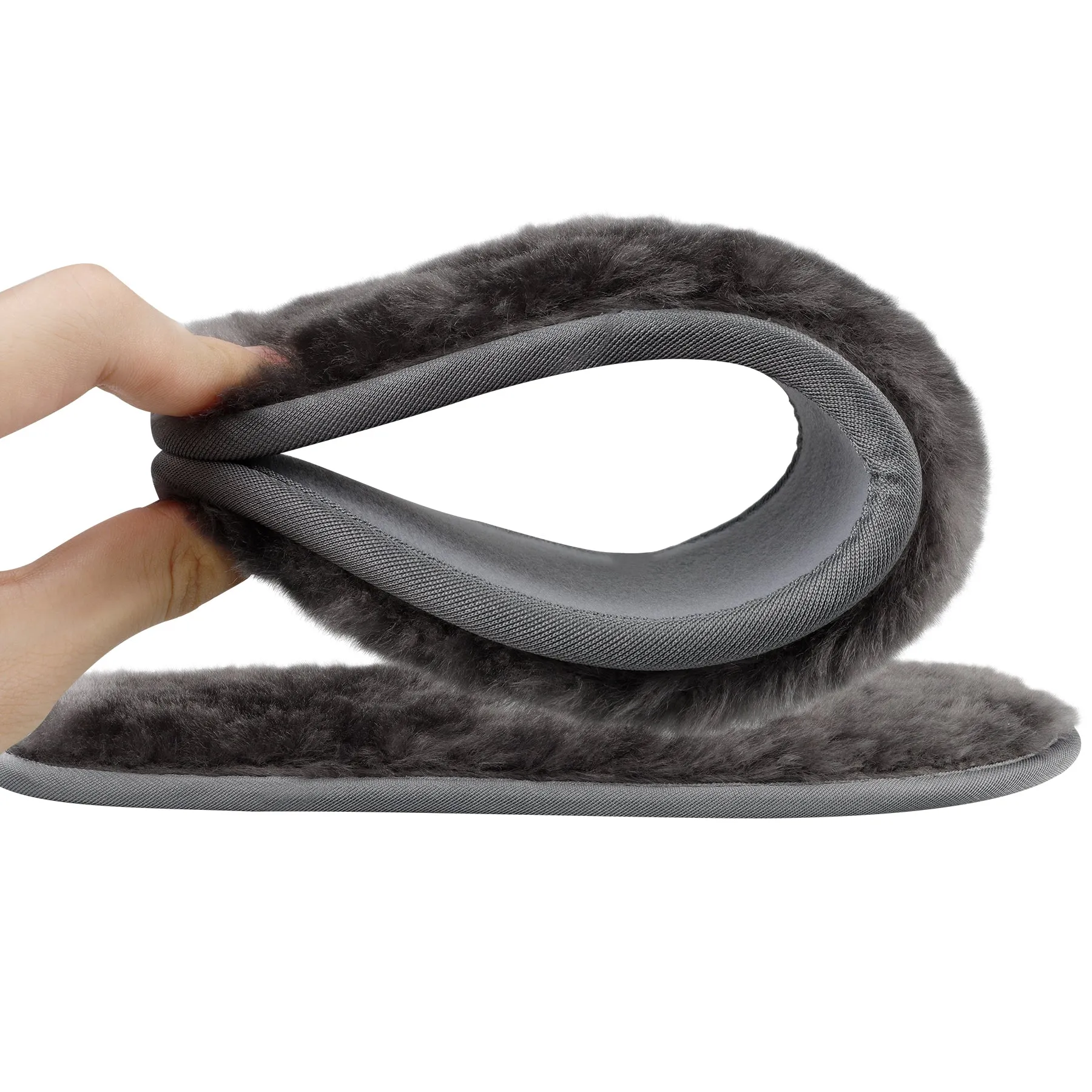 Riemot Sheepskin Insoles for Men Women and Kids, Grey Wide, Super Thick Premium Lambswool Insoles for Wellies Slippers Boots