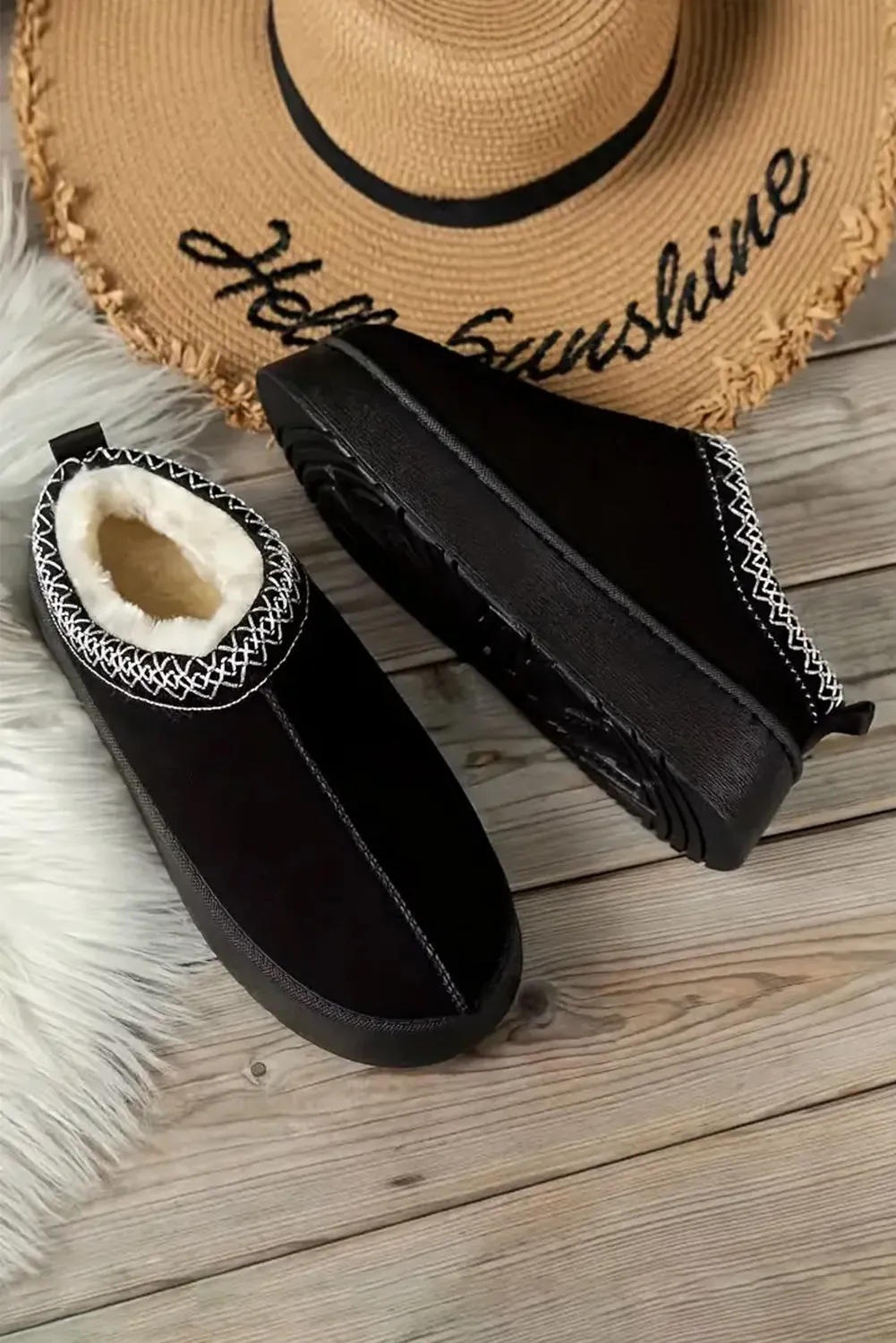 Sage Green Suede Contrast Print Plush Lined Snow Boots