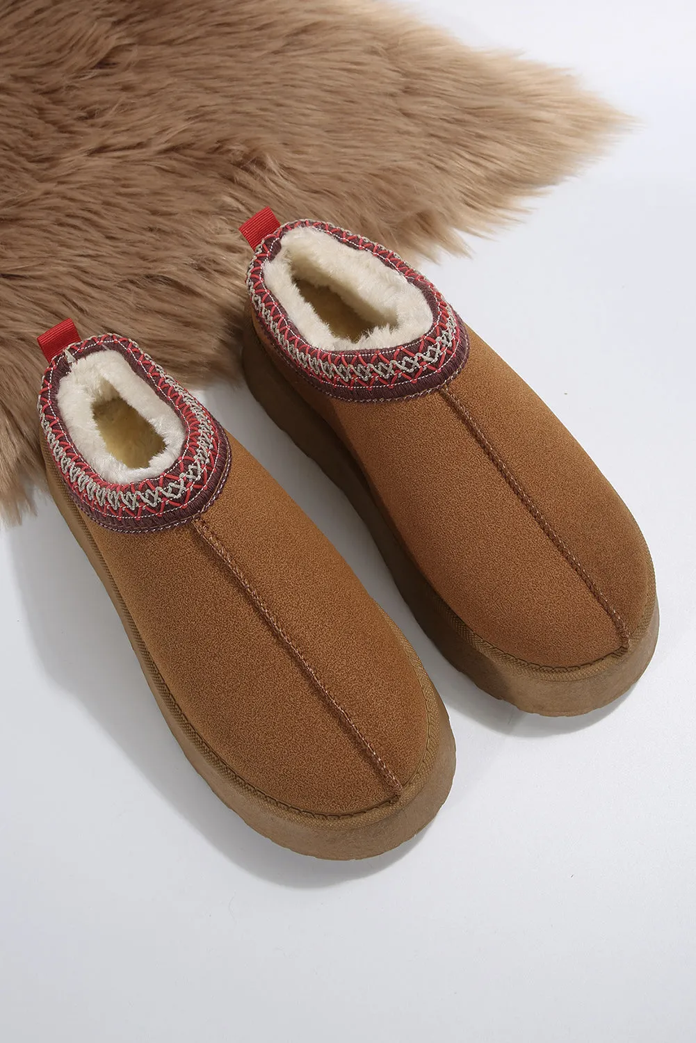 Sage Green Suede Contrast Print Plush Lined Snow Boots
