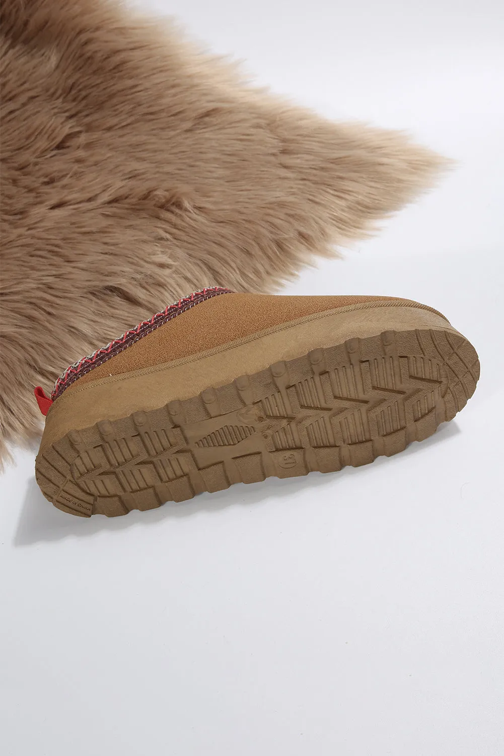 Sage Green Suede Contrast Print Plush Lined Snow Boots