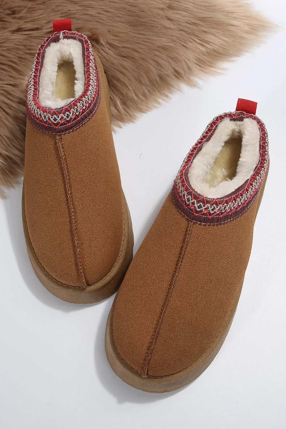 Sage Green Suede Contrast Print Plush Lined Snow Boots