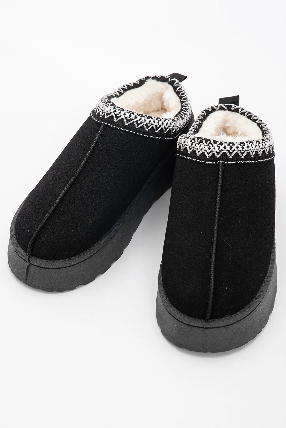 Suede Contrast Print Plush Lined Snow Boots