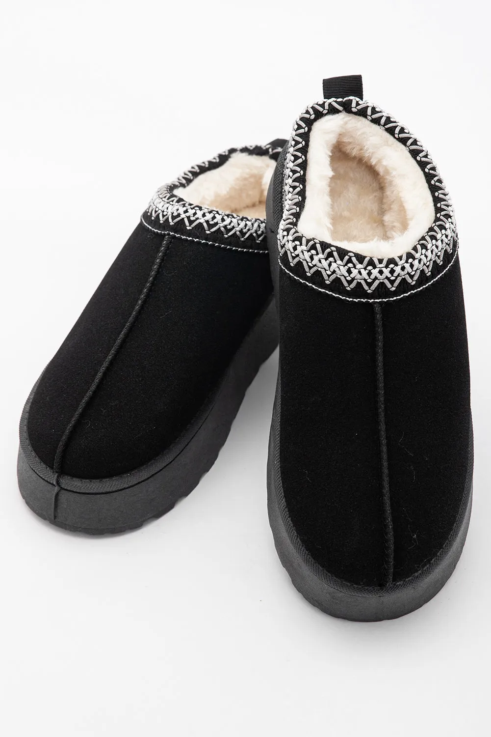 Suede Contrast Print Plush Lined Snow Boots