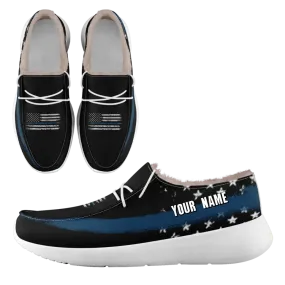 Unique Gift,Personalized USA Flag Sneakers, Custom Stars and Stripes Loafer Shoes, Fur Lining Shoe, Pride in Comfort,FN042-24020304-2w