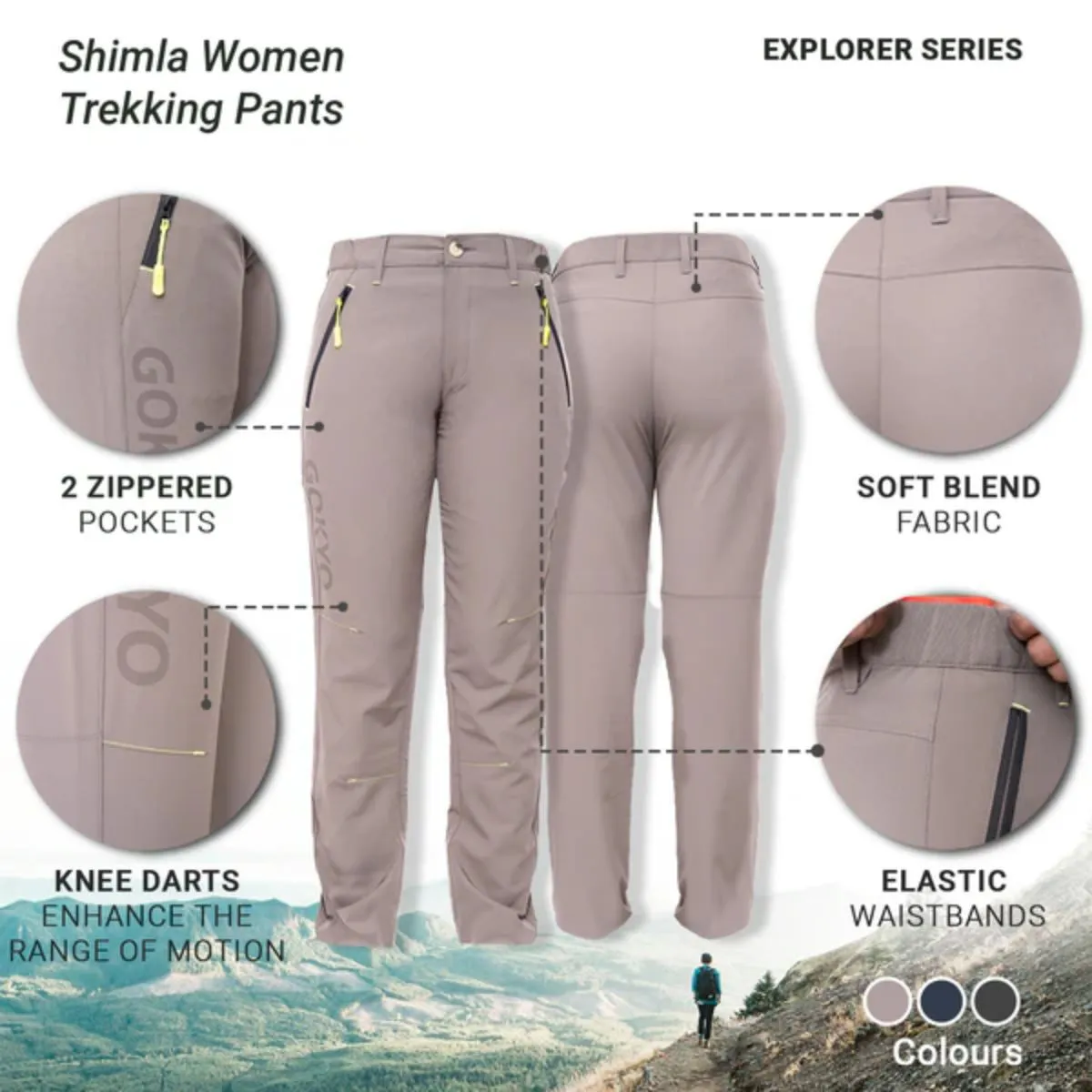 Women's Shimla Trekking Pants - Explorer Series - Blue